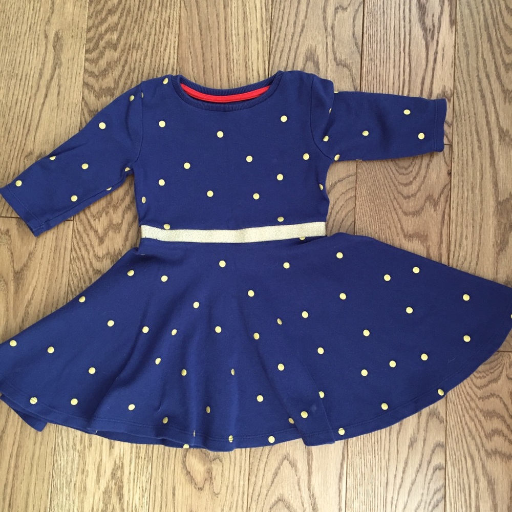 Navy and gold dot Boden dress toddler size 2t